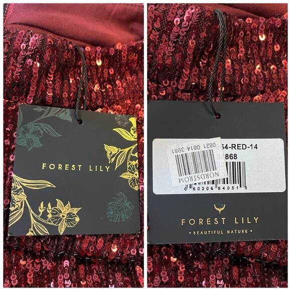 Forest Lily NEW Jumpsuit Sequin Wide Leg Crop Halter Neck Red Women’s Size 14 - Picture 12 of 15